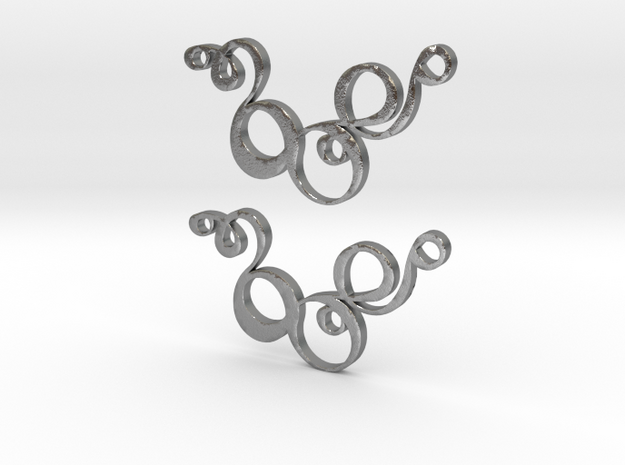 Earring Model Z Pair in Natural Silver