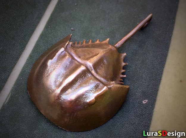 Horseshoe Crab Pendant in Natural Bronze