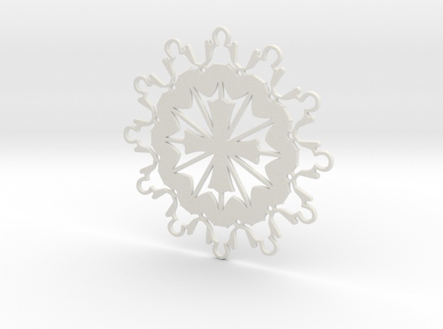 Prayer Group Snowflake Ornament in White Natural Versatile Plastic