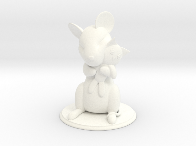 Mouse with Stuffed Cat in White Processed Versatile Plastic