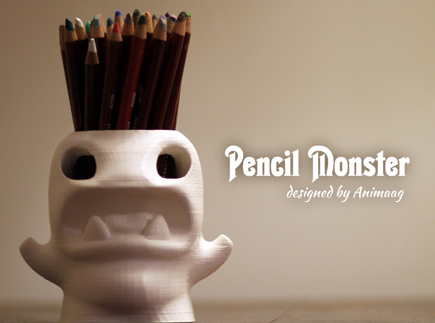Monster Pencilpot Original High Quality in White Natural Versatile Plastic