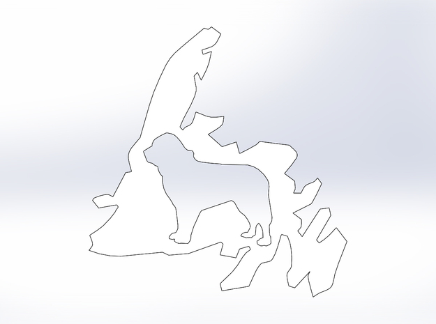 Newfoundland Dog Cutout (M) in White Natural Versatile Plastic