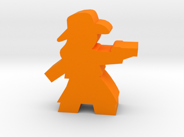 Game Piece, Cowgirl, Dress Aiming Pistol in Orange Processed Versatile Plastic