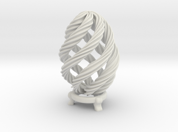 Twisted Easter Egg in White Natural Versatile Plastic