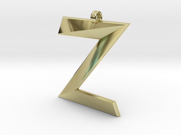 Distorted letter Z in 18k Gold Plated Brass