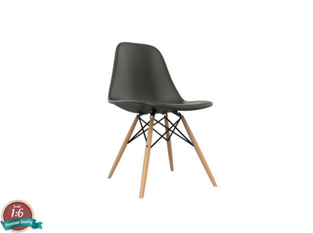 1:6 Miniature Eames DSW Chair - Charles Eames in White Natural Versatile Plastic