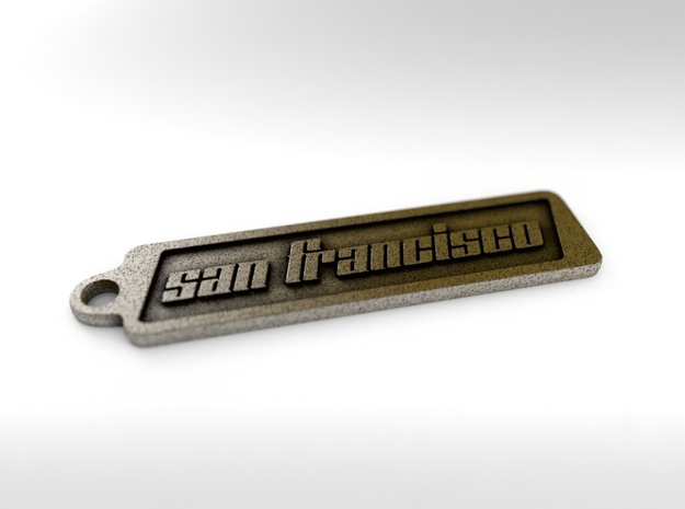 San Francisco, California Keychain in Polished Bronze Steel