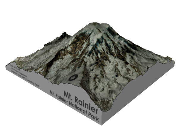 Mount Rainier Summit Map - 5" in Glossy Full Color Sandstone