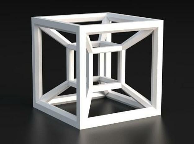 Hypercube A in White Processed Versatile Plastic