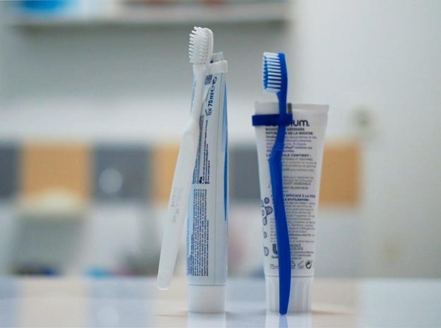 Tooth Brush Clip in Blue Processed Versatile Plastic