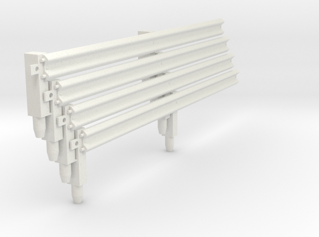 Armco Rail On 2 Wooden Posts, 4pcs in White Natural Versatile Plastic