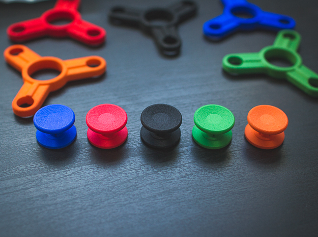 Bearing Caps for Fidget Spinner - Concave - Set   in Black Natural Versatile Plastic