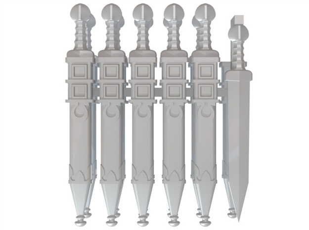 10 Sheathed Omega Gladius for 28mm miniatures in Tan Fine Detail Plastic