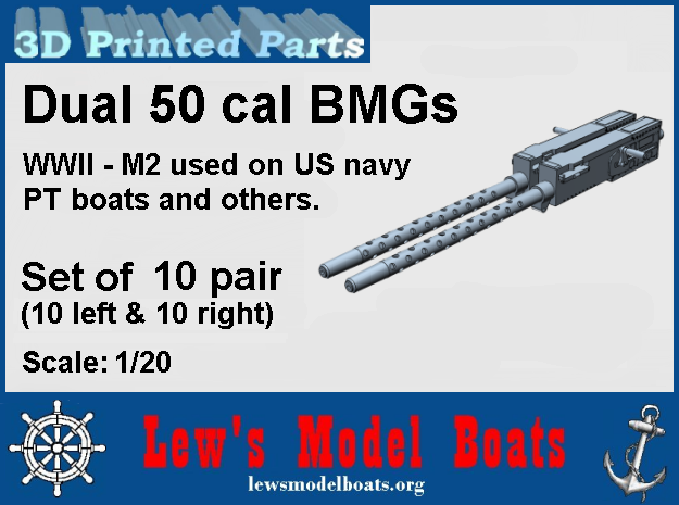 PT Boat dual 50 cal BMG - 1/20 scale in Smooth Fine Detail Plastic: 1:20