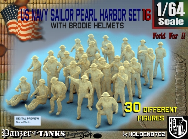 1-64 US Navy Pearl Harbor Set 16 in Tan Fine Detail Plastic