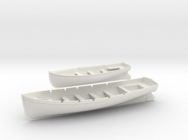 1/32 DKM 8m & 6m Long Boats Set in White Natural Versatile Plastic