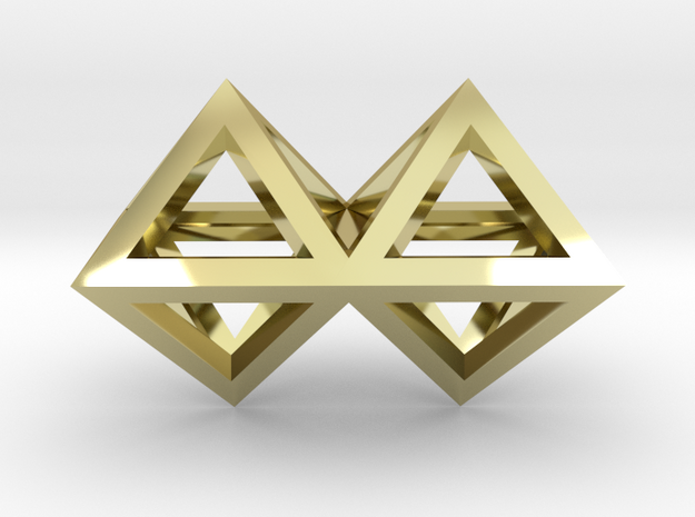 4 Pendant. Perfect Pyramid Structure. in 18k Gold Plated Brass
