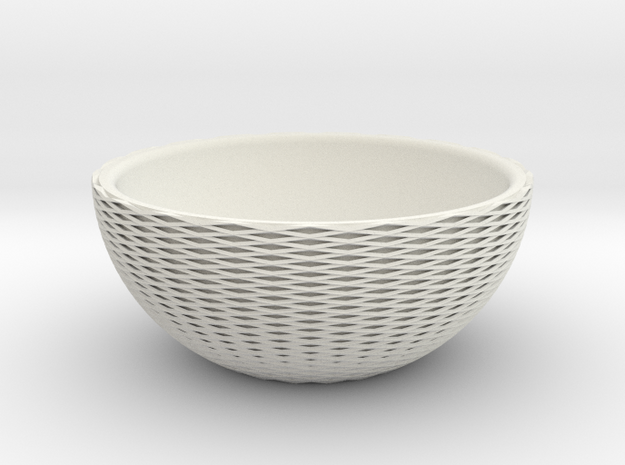 Cross-Cut Bowl in White Natural Versatile Plastic