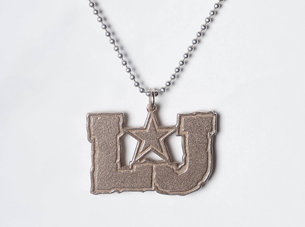 LJ Pendant in Polished Bronzed Silver Steel