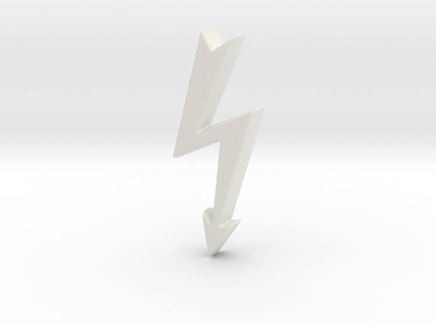 Tailed Electrical Hazard Lightning Bolt  in White Natural Versatile Plastic