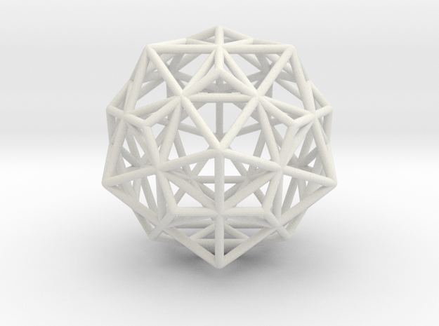 Stellated IcosiDodecahedron in White Natural Versatile Plastic
