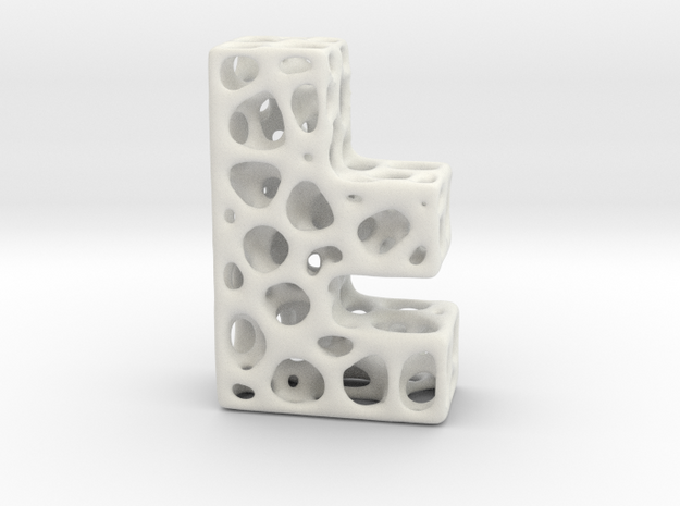 Voronoi Letter ( alphabet ) F in White Natural Versatile Plastic