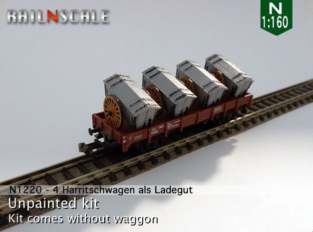4 Harritschwagen als Ladegut (N 1:160) in Tan Fine Detail Plastic