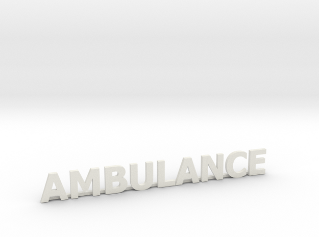 Ambulance letters met steun 86 mm in White Natural Versatile Plastic