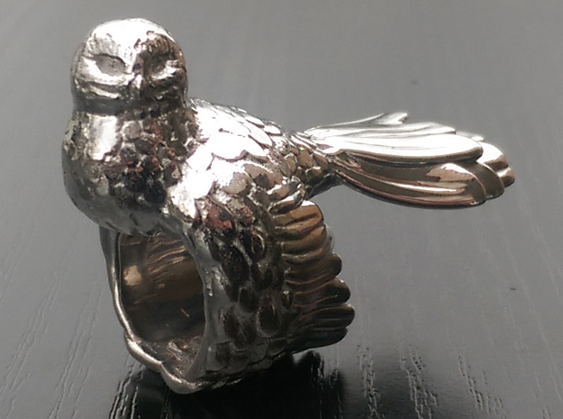 Owl Ring Size 51 (16,3) in Polished Silver