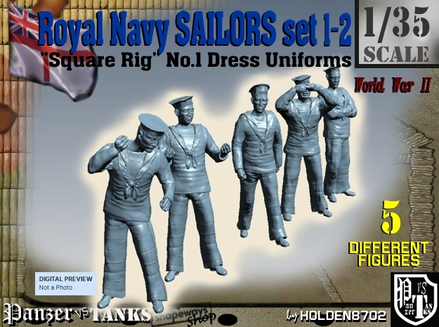 1-35 Royal Navy Sailors Set1-2 in Tan Fine Detail Plastic