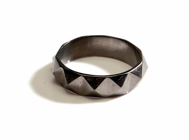 studded ring in Matte Black Steel