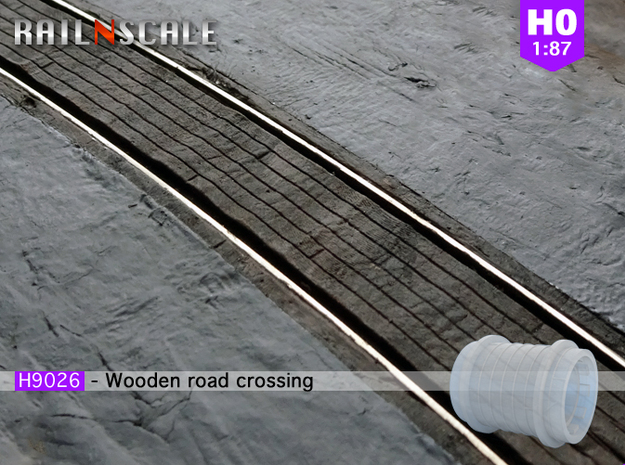 Wooden road crossing roller (H0 1:87) in Tan Fine Detail Plastic