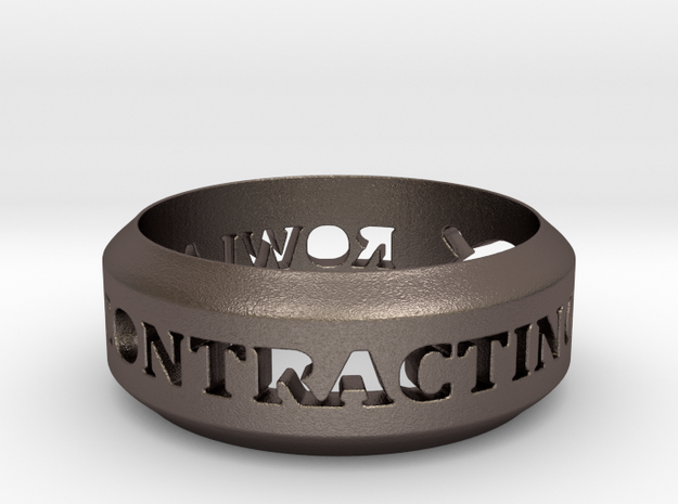 Rowland Contracting Ring with Fish in Polished Bronzed Silver Steel: 12 / 66.5