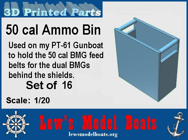 Dual 50 BMG Ammo Boxes in White Natural Versatile Plastic: 1:20