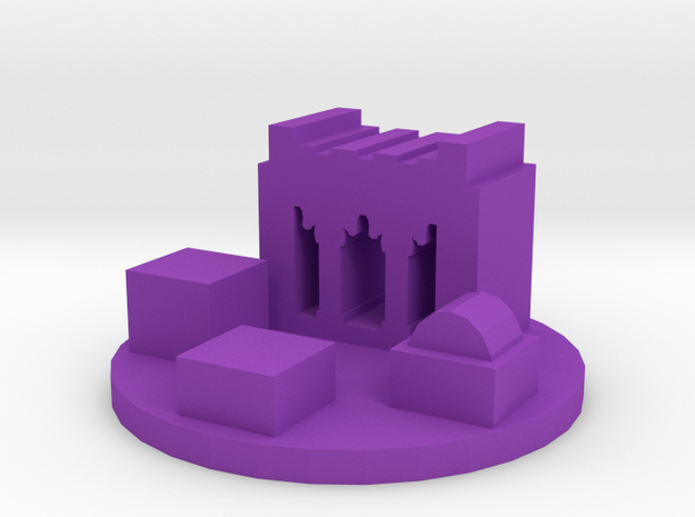 Game Piece, Ancient Persian City Token in Purple Processed Versatile Plastic