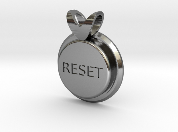 Press Reset necklace pendant in Polished Silver