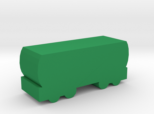 Game Piece, Freight Train Tanker Car in Green Processed Versatile Plastic