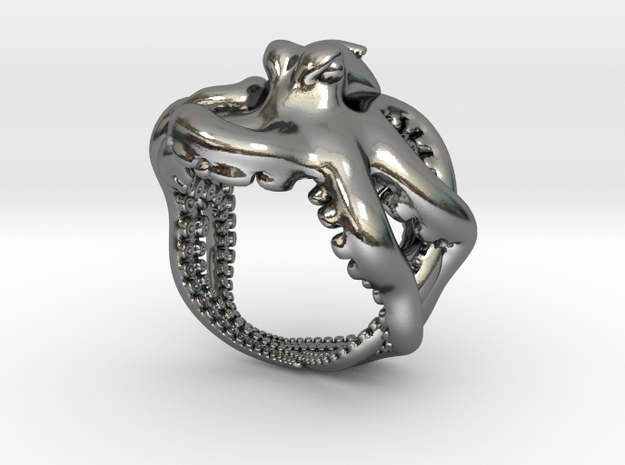 Octopus Ring2 21mm in Polished Silver