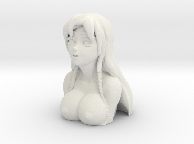 Nude Maiden Bust 80mm in White Natural Versatile Plastic: Large