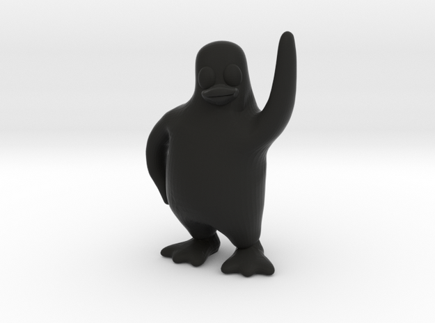 Linux Tux High Five - Standing Model in Black Natural Versatile Plastic