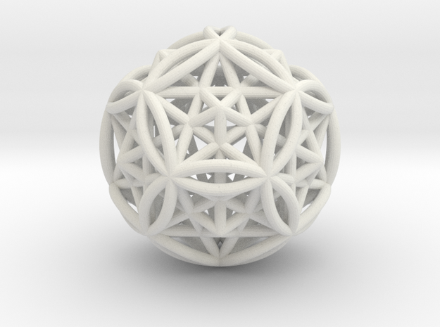 Dodecasphere w/ Icosahedron & Star Faced Dodeca 2" in White Natural Versatile Plastic