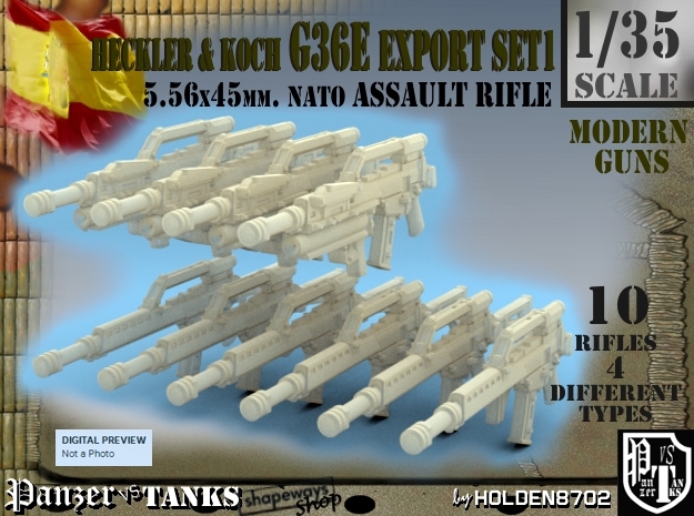 1-35 Heckler Koch Rifle G36E Export Set1 in Smoothest Fine Detail Plastic