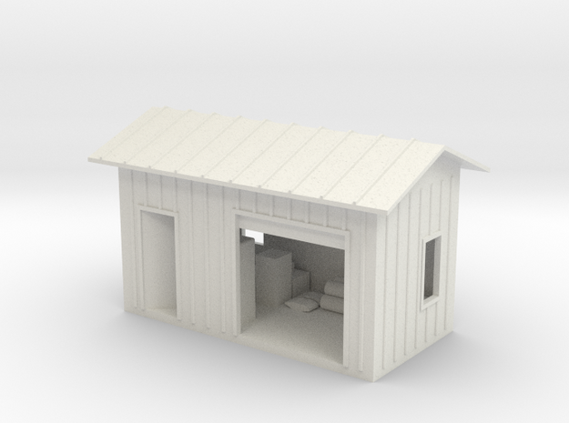 HO Shed With Lighting in White Natural Versatile Plastic