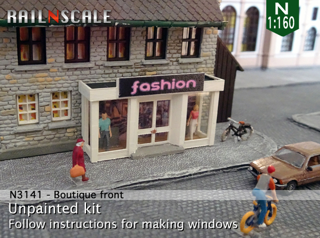 Boutique front (N 1:160) in Tan Fine Detail Plastic