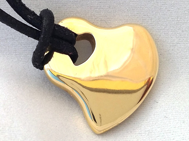 2HEARTS PENDANT in Polished Brass