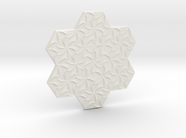 Hexagonal Spirals - Small Miniature in White Natural Versatile Plastic
