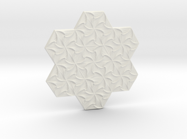 Hexagonal Spirals - Medium-sized Miniature in White Natural Versatile Plastic