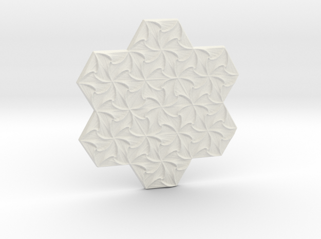 Hexagonal Spirals - Large Miniature in White Natural Versatile Plastic