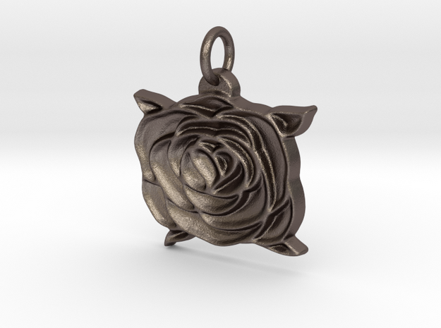 Heart rose V2 in Polished Bronzed Silver Steel