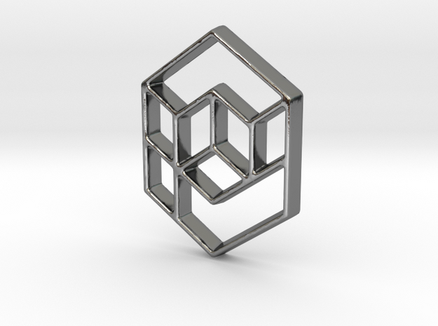 Geometrical cube in Polished Silver